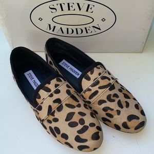 AUTH NIB STEVE MADDEN ELTONN LEOPARD FLAT COW HAIR